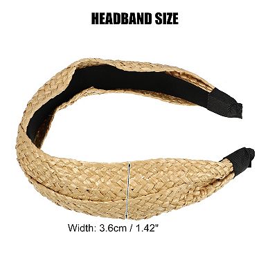 1 Pcs Straw Cross Headband Fashion Hairband For Woman Non Slip Khaki