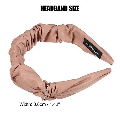 1 Pcs Pu Leather Pleated Headband Fashion Hairband For Woman Non Slip