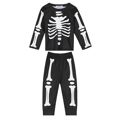 Halloween Pajama Set Long Sleeve Skeletons
