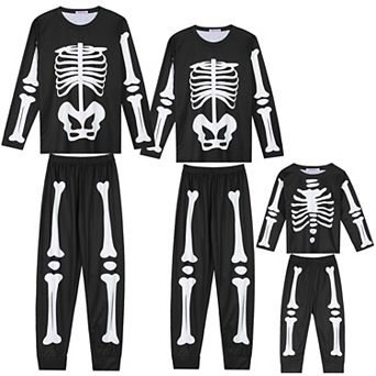 Halloween Pajama Set Long Sleeve Skeletons