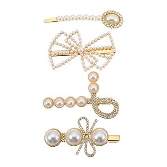 1 Set Cartoon Cute Style Pearl Hair Clip Non-slip Hair Clip For Women White