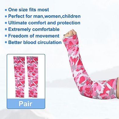 1 Pair Camouflage Sun Protection Arm Sleeve For Sports Pink Gray White
