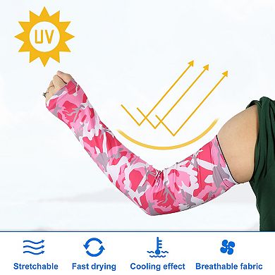 1 Pair Camouflage Sun Protection Arm Sleeve For Sports Pink Gray White