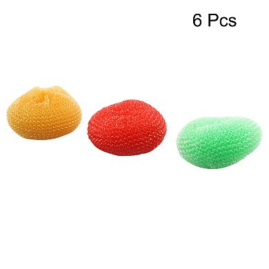 Kitchen Pot Bowl Ball Mesh Scouring Cleaning Washing Scrubber Tricolor 6pcs