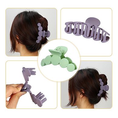 3pcs Plastic Hair Claws For Women Black Purple Green 3.94''x1.54''x1.77''