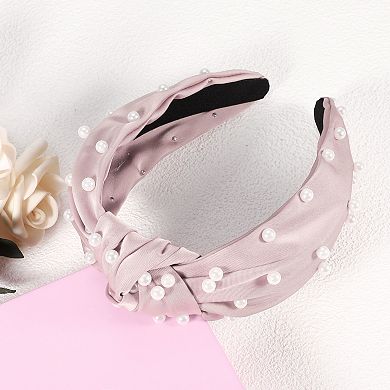Faux Pearl Knotted Headband, Classic Casual Style Headband For Women