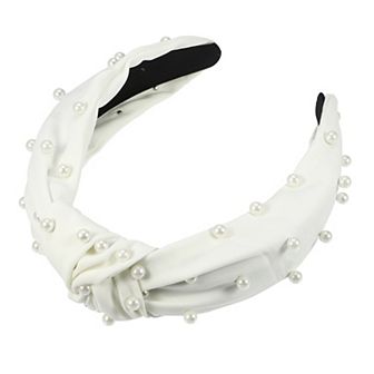 Faux Pearl Knotted Headband, Classic Casual Style Headband For Women