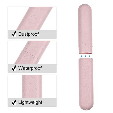 2pcs Toothbrush Holders Case For Travel Beige Pink 8.07"x1.22"x0.83"