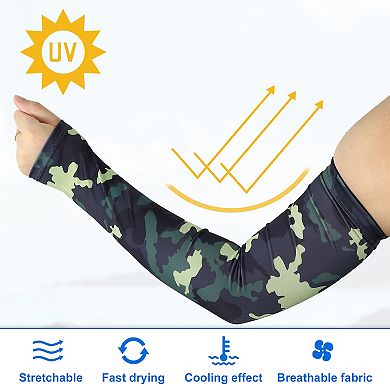1 Pair Camouflage Sun Protection Arm Sleeve For Sports Green Blue