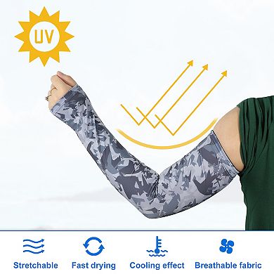 1 Pair Camouflage Sun Protection Arm Sleeve For Sports Gray Black