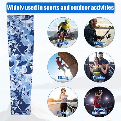1 Pair Camouflage Sun Protection Arm Sleeve For Sports Navy Blue