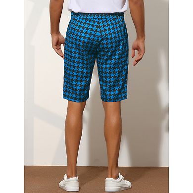 Houndstooth Shorts For Men's Plaid Print Chino Shorts