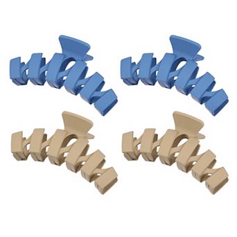 4 pc Hair Claw Wave Hair Clips For Women Wave Clips Dark Blue Brown