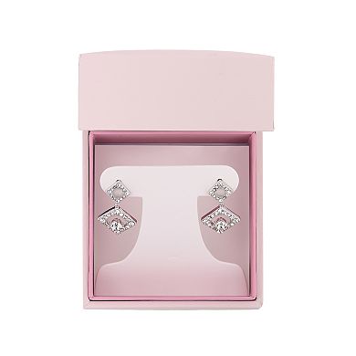 Chrystina Fine Silver Plated Crystal Art Deco Drop Earrings