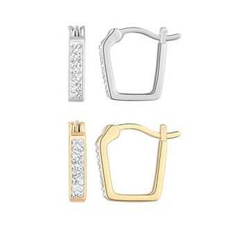 Chrystina Crystal Square Hoop Earring Duo Set