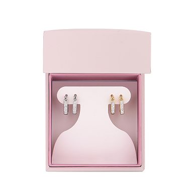 Chrystina Crystal Square Hoop Earring Duo Set