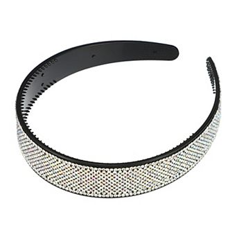 1 pc No Slip Rhinestone Wide-brimmed Headband White 4.45"x0.98" Classic Style