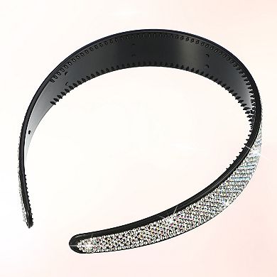 1pcs No Slip Rhinestone Wide-brimmed Headband White 4.45"x0.98" Classic Style