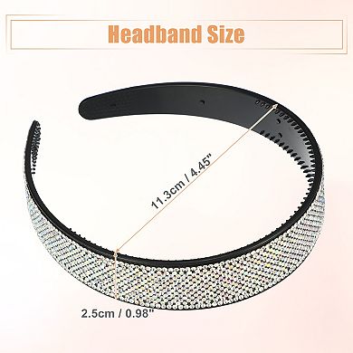 1pcs No Slip Rhinestone Wide-brimmed Headband White 4.45"x0.98" Classic Style