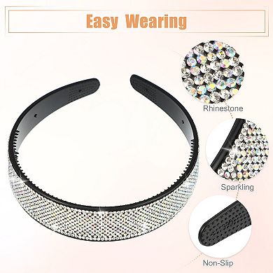 1pcs No Slip Rhinestone Wide-brimmed Headband White 4.45"x0.98" Classic Style
