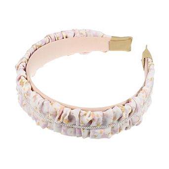 Floral Ruched Headbands Non-slip Pearl Hair Hoop Headbands For Women Pink