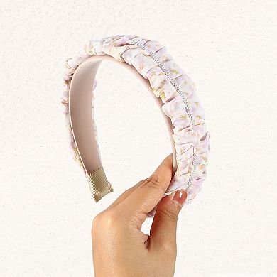 Floral Ruched Headbands Non-slip Pearl Hair Hoop Headbands For Women Pink