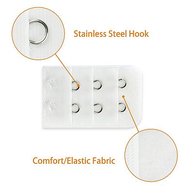 Lady 3 X 2 Hooks Brassiere Bra Strapless Extension Strap Extender, 2 Pcs