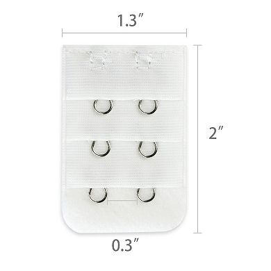 Lady 3 X 2 Hooks Brassiere Bra Strapless Extension Strap Extender, 2 Pcs