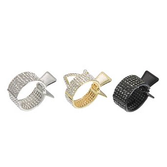 3 pc High Ponytail Hair Clip Metal For Thick Hair Silver Tone Gold Tone Black