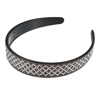 No Slip Rhinestone Wide-brimmed Headband Clear Gray 4.45"x0.98" Classic Style