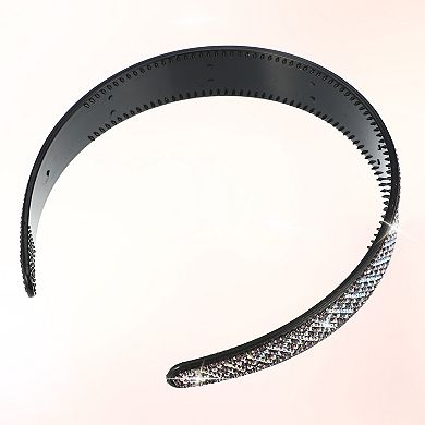 No Slip Rhinestone Wide-brimmed Headband Clear Gray 4.45"x0.98" Classic Style