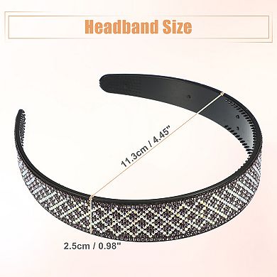 No Slip Rhinestone Wide-brimmed Headband Clear Gray 4.45"x0.98" Classic Style