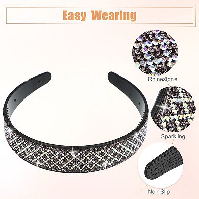 No Slip Rhinestone Wide-brimmed Headband Clear Gray 4.45"x0.98" Classic Style