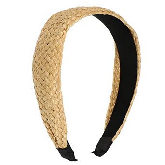1 pc Straw Wide Headband Fashion Hairband For Woman Non Slip Khaki
