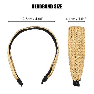 1 Pcs Straw Wide Headband Fashion Hairband For Woman Non Slip Khaki