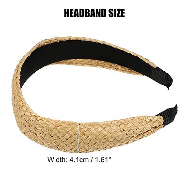1 Pcs Straw Wide Headband Fashion Hairband For Woman Non Slip Khaki