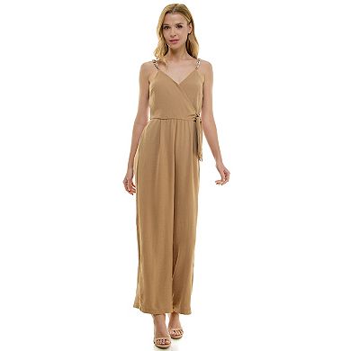 Women's Luxology Faux-Wrap Trim Detail Jumpsuit