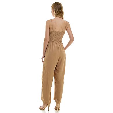 Women's Luxology Faux-Wrap Trim Detail Jumpsuit