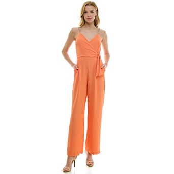 Women's Luxology Faux-Wrap Trim Detail Jumpsuit