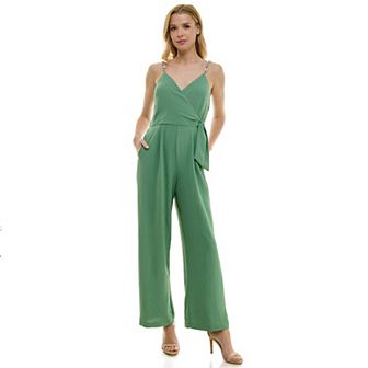Women's Luxology Faux-Wrap Trim Detail Jumpsuit