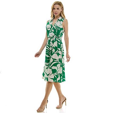 Women's Luxology Tie Elastic Waist Midi Dress