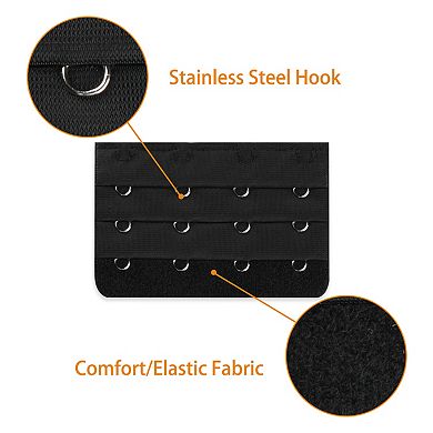 Lady 3 Rows 4 Hooks Brassiere Bra Underwear Extension Strap Extender 2pcs