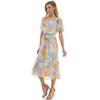 Women's Luxology Puff Sleeve Floral Maxi Dress