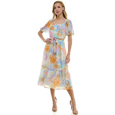 Women's Luxology Puff Sleeve Floral Maxi Dress