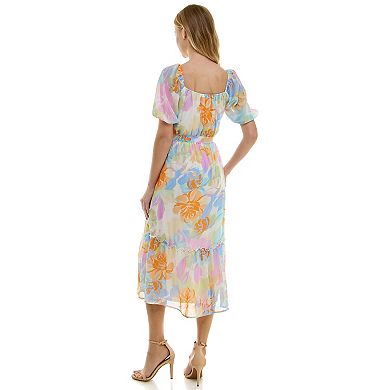 Women's Luxology Puff Sleeve Floral Maxi Dress