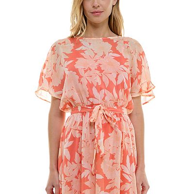 knee length dresses for ladies Rainbow Swirl Asymmetric Hanky Hem Midi-dress main image 1