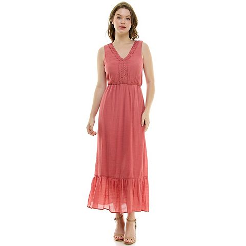 Женские платья Luxology Women's Luxology V Neck Gauze Maxi Dress