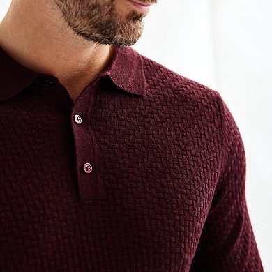 Men's Apt. 9® Merino Blend Textured Sweater Polo