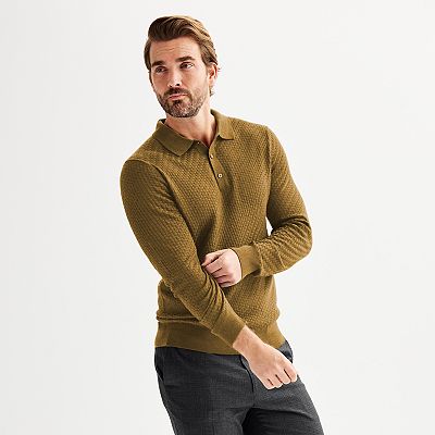 Men s Apt. 9 Merino Blend Textured Sweater Polo