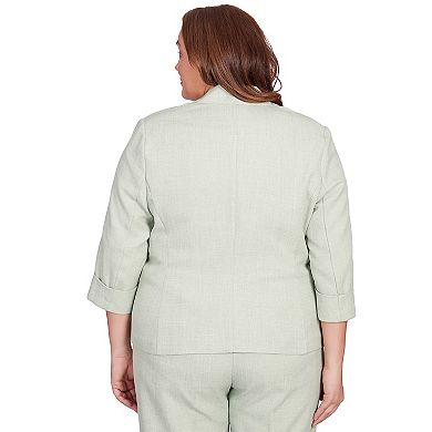 Plus Size Alfred Dunner Collared Button Front Blazer Jacket